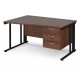 Maestro Cable Managed Leg Wave Desk with Three Drawer Pedestal